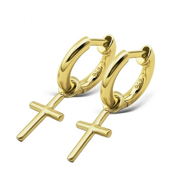 JWLS4U | Earrings Cross Gold